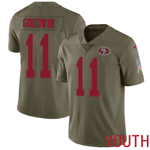 San Francisco 49ers Limited Olive Youth #11 Marquise Goodwin NFL Jersey 2017 Salute to Service->women nfl jersey->Women Jersey